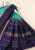 Temple Contrast Linen Kanjeevaram Silk Saree